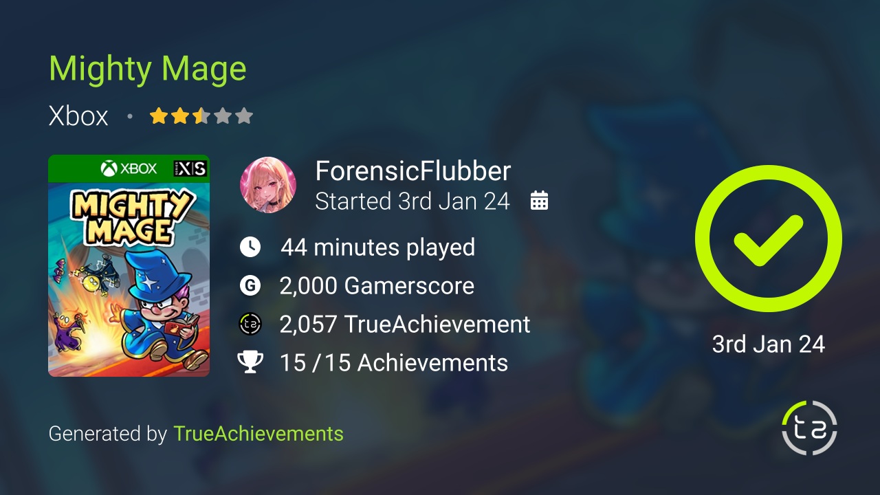 Mighty Mage achievement summary